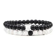 Set Bracelet Couples Distance Black White Natural Lava Stone Tiger Eye Beaded Yoga Bracelets for Men Women Elastic Rope Jewelry