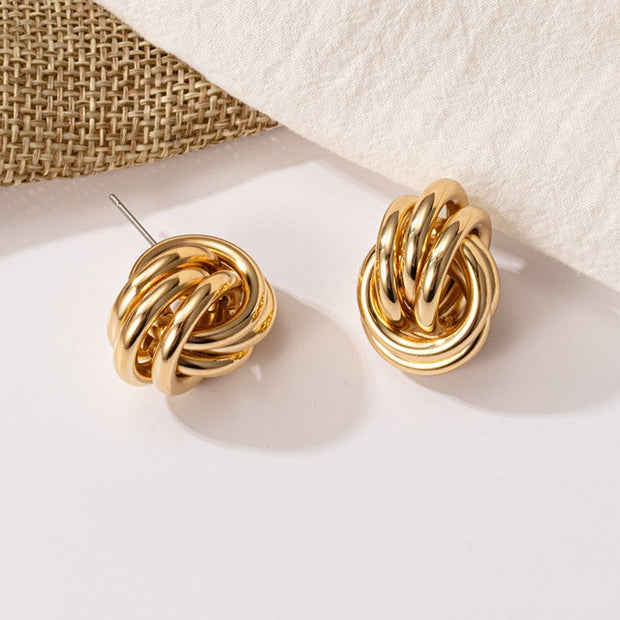 New Fashion Gold Color Metal Drop Earrings Stainless Steel Simple Knot Twist Earrings For Women Statement Jewelry 2020 Pendiente