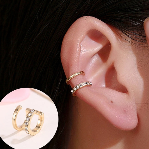 ZYZQ 1PC Punk Gold Metal Ear Cuff Ear Clip for Women No Pierced C Shape Geometric Small Earcuff Ear Wrap Earcuff Clips Jewelry