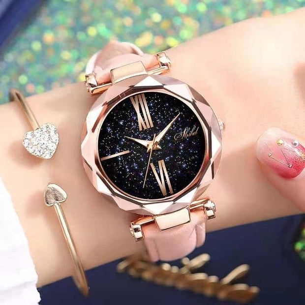 Women Watch Rhinestone Romantic Starry Sky WristWatch Fashion Ladies Leather Watch Clock for Women Relogio Feminino Montre Femme