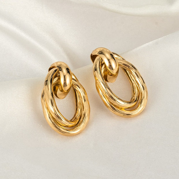 New Fashion Gold Color Metal Drop Earrings Stainless Steel Simple Knot Twist Earrings For Women Statement Jewelry 2020 Pendiente