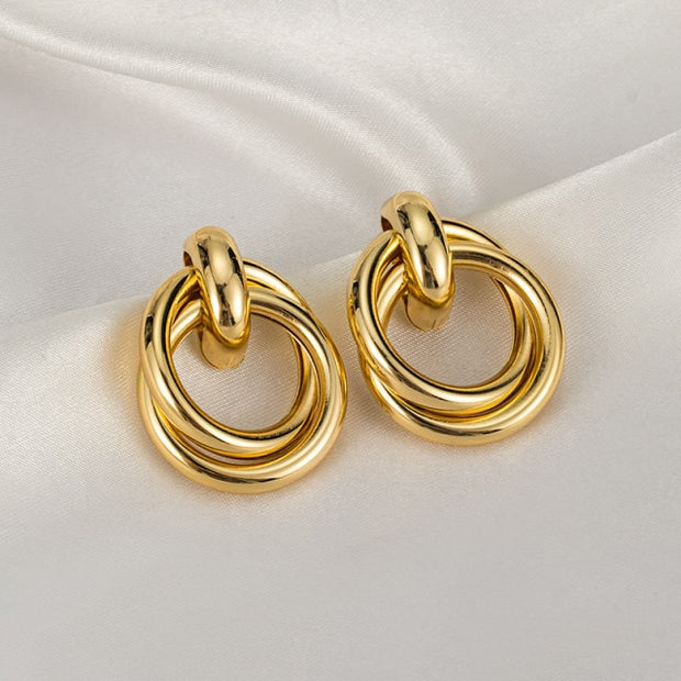 New Fashion Gold Color Metal Drop Earrings Stainless Steel Simple Knot Twist Earrings For Women Statement Jewelry 2020 Pendiente