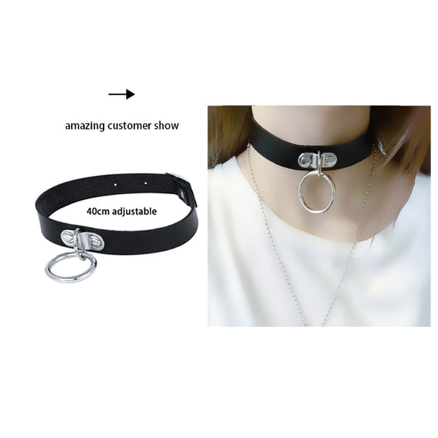 Sexy Trendy Vintage Charm Round Gothic Collar Necklaces Jewelry Gift Gothic Leather Heart Harajuku Women Punk Choker Necklace