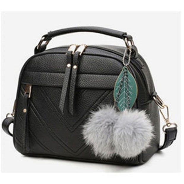 New Women Messenger Bags New PU Leather Handbag Inclined Shoulder Bag Women Crossbody Handbags Bag Ball Tassel Bolsa