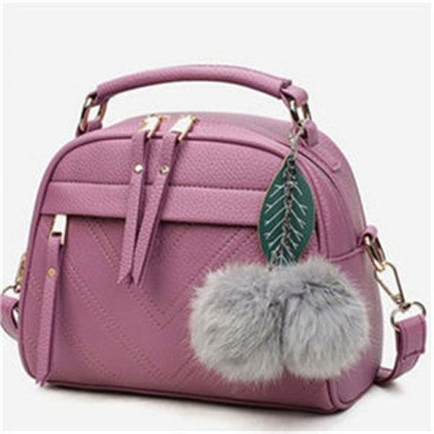 New Women Messenger Bags New PU Leather Handbag Inclined Shoulder Bag Women Crossbody Handbags Bag Ball Tassel Bolsa