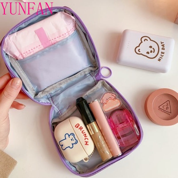 Small Cosmetic Bag Girl Lipstick Bag Women Make Up Organizer Bag Beautician Makeup Pouch Sanitary Pads Bags Toiletry Beauty Case